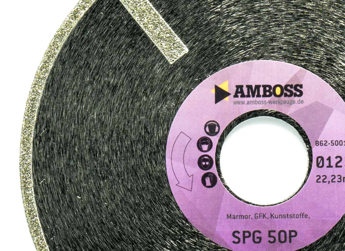 Amboss SPG 50P - Disco de corte de diamante (diámetro de 230 mm x 22,2 mm, especial para mármol/GFK/plásticos, altura de segmento: 5 mm, galvanizado)