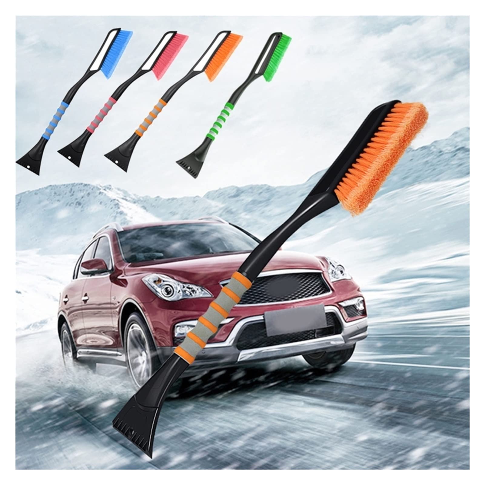Brosse à Neige pour Pare-Brise Brosse à Neige avec Outil de Retrait de grattoir à Glace Plus Large détachable Poignée Ergonomique en Mousse Confortable Compatible avec Les camions de Voiture