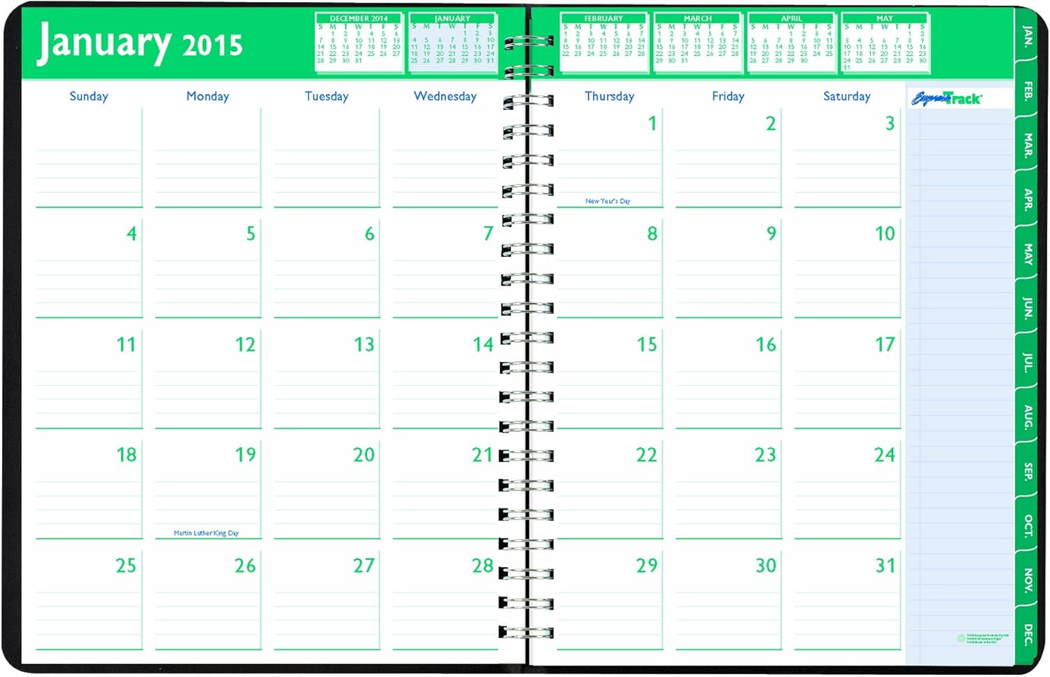 House of Doolittle Express Track Weekly/Monthly Planner 13 Months January 2015 to January 2016, 8.5 x 11 Inches, Black Cover, Recycled (HOD29602-15)