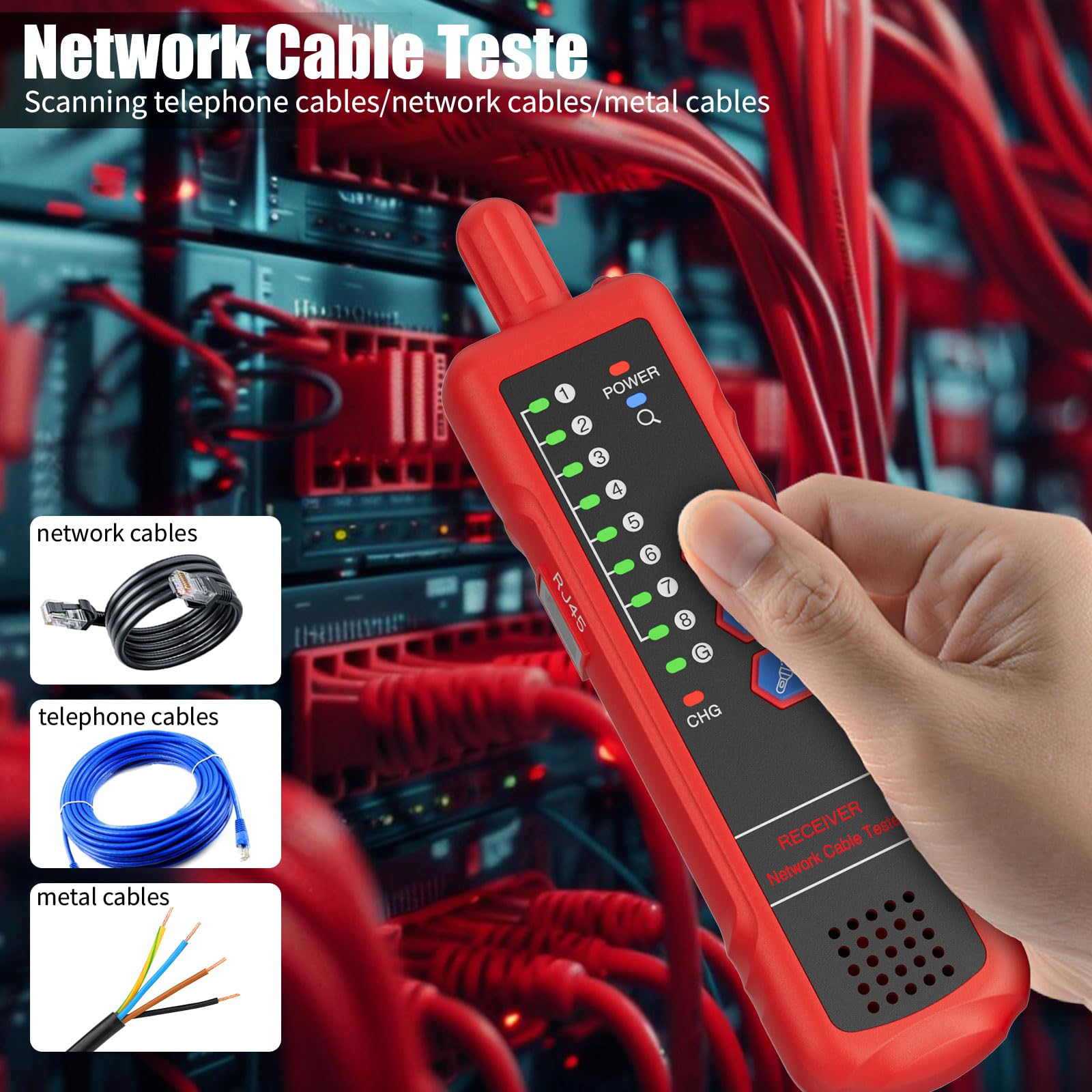 GAMWATER U810 Network Cable Tester with Headphones Professional LAN RJ45 PoE Ethernet for RJ45/RJ11/Cat5 Cat6 - Image 2