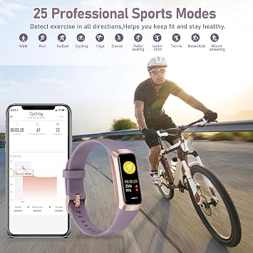 Zeacool Fitness Tracker with 24/7 Heart Rate,Blood Oxygen Blood Pressure Sleep Monitor, Activity Trackers 5 ATM Waterproof,Step Calorie Counter Pedometer Health Smart Watch for Women Men Dusty Purple