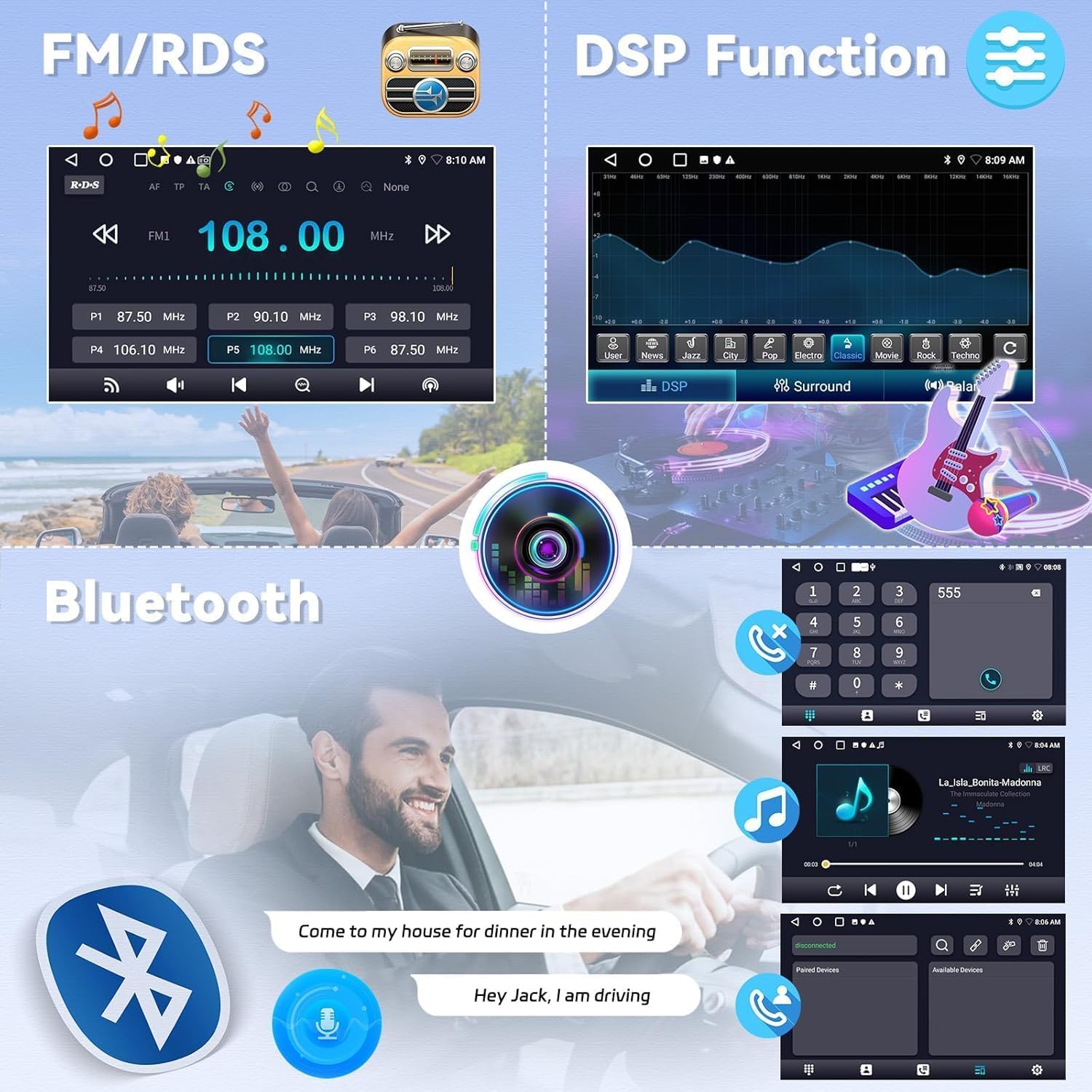 Radio Samochodowe Android 15 Do Suzuki Wagon R 2010-2018 Bezprzewodowy CarPlay I Android Auto 9 Calowy Ekran Dotykowy Odtwarzacz Samochodowy GPS Bluetooth/WiFi/FM/SWC/MIC USB Kamera(Color:M300)