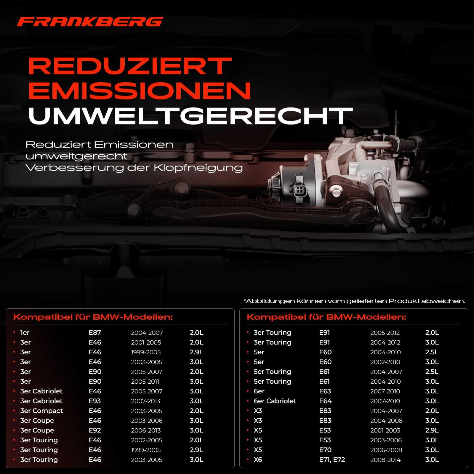 Frankberg AGR-Ventil Abgasrückführung Kompatibel mit E46 E53 E60 E61 E63 E70 E71 E72 E83 E87 E90 E91 E92 E93 Diesel 1999-2014 11717790065