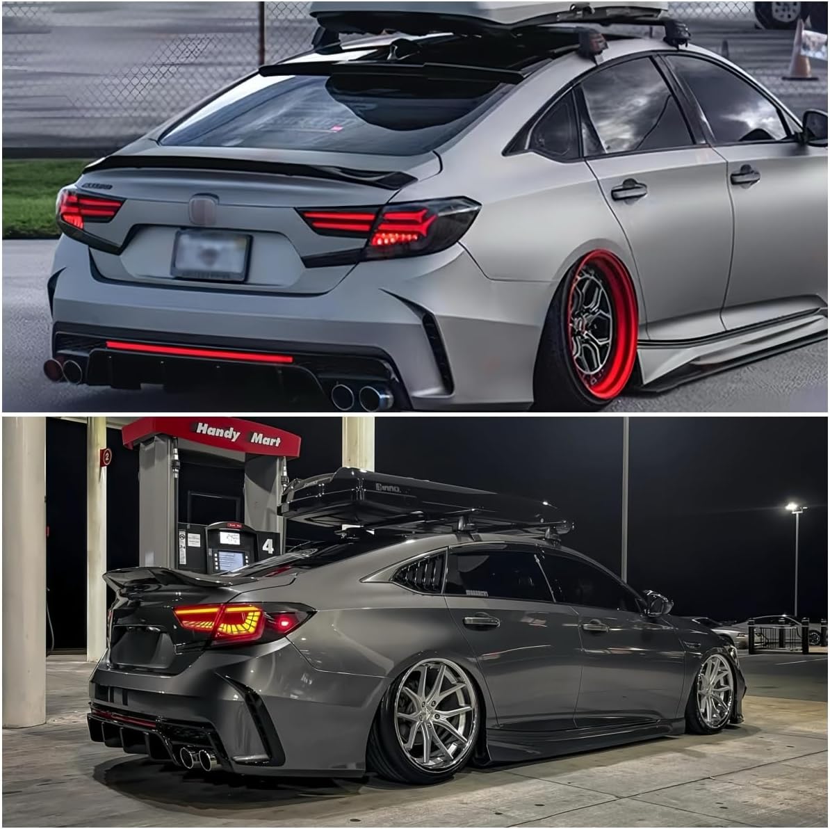 Rear & Roof Spoiler Compatible with Honda Accord 2018-2022, R Style Duckbill High Kick Trunk Wing Lip & Roof Wing (Glossy Black)