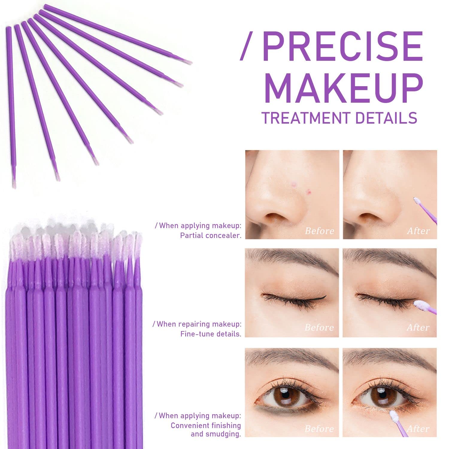 150 pezzi di bastoncini per mascara usa e getta, pennelli per labbra e micro pennelli per applicatori, kit di strumenti di bellezza per il trucco, dettagli per sopracciglia, labbra e trucco