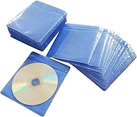 Vista 1 de Fundas para CD/DVD/BluRay, funda de plástico de repuesto de doble cara para carpetas de almacenamiento de CD y DVD, paquete de 100 unidades (azul)