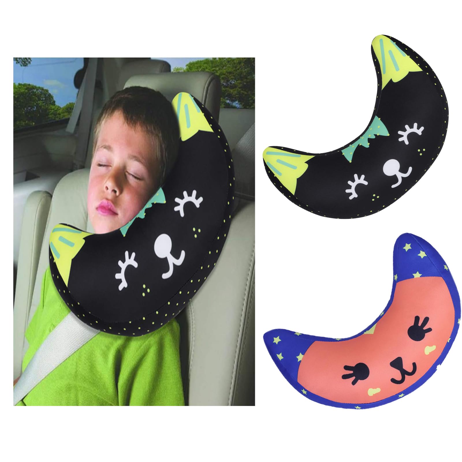 Car Seat Belt Cover for Kids Soft Comfort Seat Belt Shoulder Pad Safety Shoulder Strap Cushion Shoulder Protector Travel Pillow Head Neck Support Universal Fit Car Accessories for Children Boys Girls
