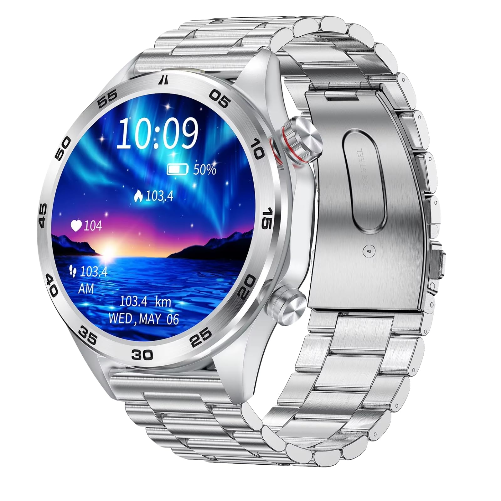 I118 Smart Watch, 1.52-inch HD Touch Screen, Metal Body, IP68 Waterproof, Heart Rate Monitor, 100+ Sports Modes, Black, Bluetooth Calling, Music Control