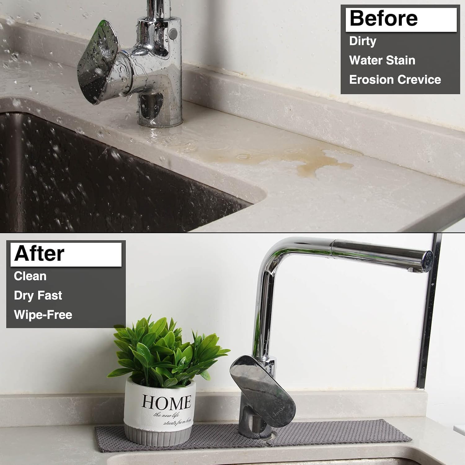 18'' Kitchen Sink Faucet Absorbent Mat, Fabric