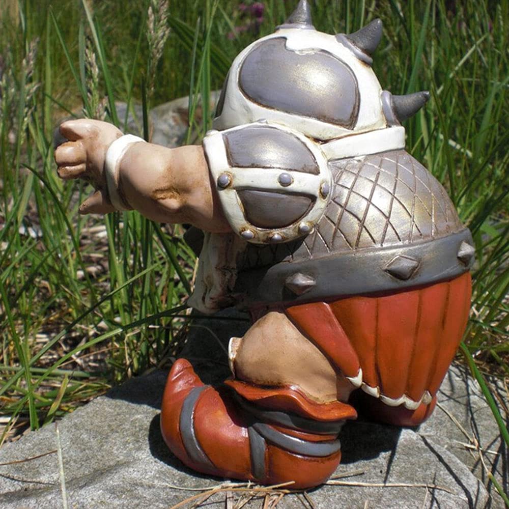Wikinger-Krieger-Zwerg Statue – Nordische Mythologie Gartenfigur Für Innen & Außen, Handbemalt, 18 Cm