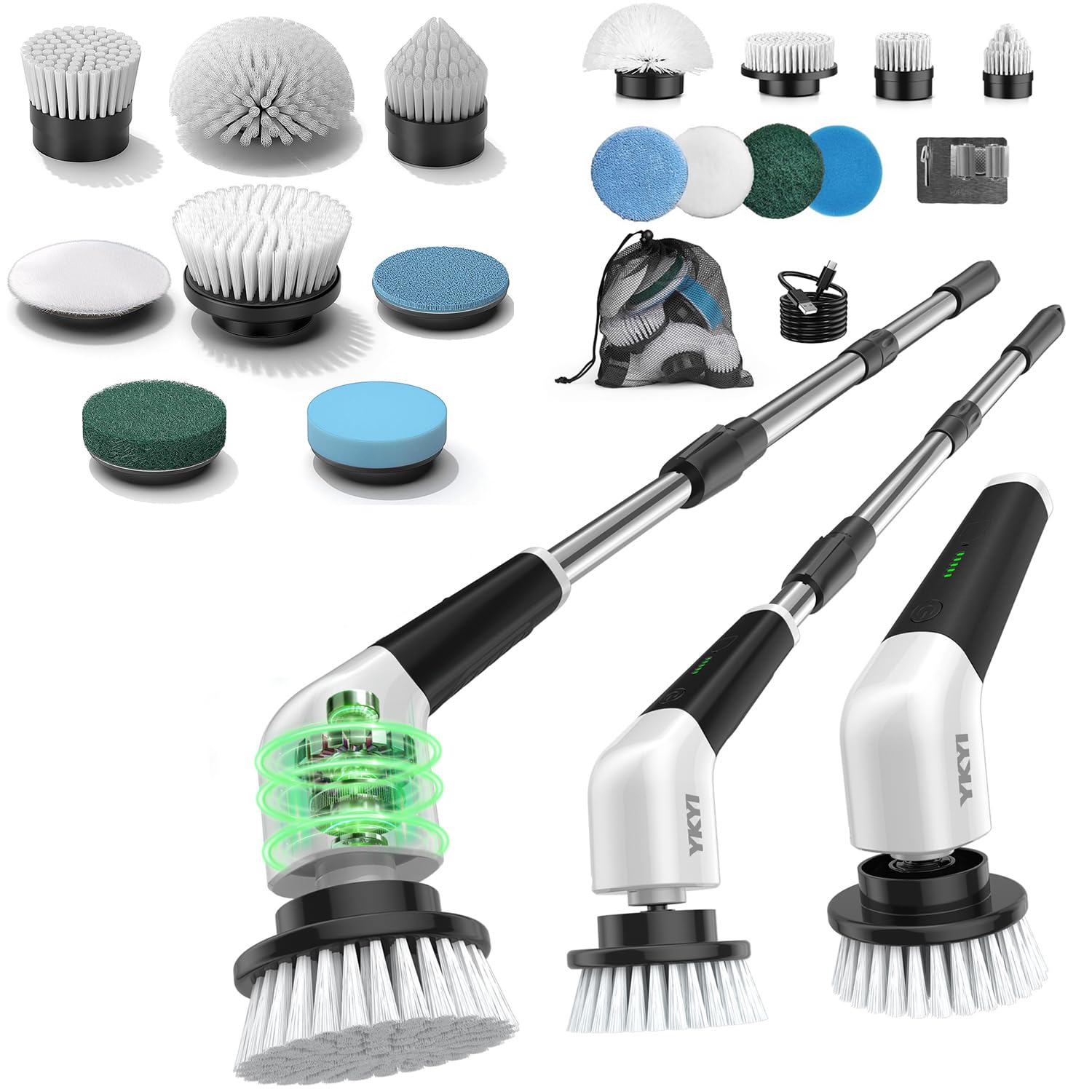 Brosse électrique nettoyage rotative IPX7 étanche à manche télescopique