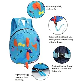 DB Toddler Mini Dinosaur Backpack with Child Leash, Anti Lost Wrist Link for Kids, Safety Harness Back Pack for Baby Boy Girl