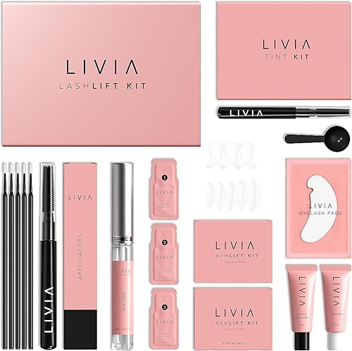 Livia - Kit de levantamiento de pestañas coreano + kit de color  Pestañas perfectamente rizadas y oscuras para 8 semanas desde casa, alternativa más