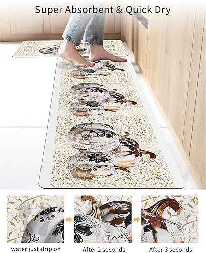 Miniatura 4 de Tapete de baño de otoño para bañera, tapete antideslizante de secado rápido y absorbente de tierra de diatomeas para fregadero de cocina, lavable,