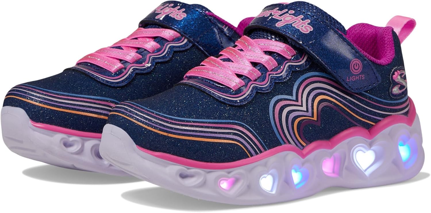 Skechers Unisex-Child Lights-Retro Hearts Sneaker