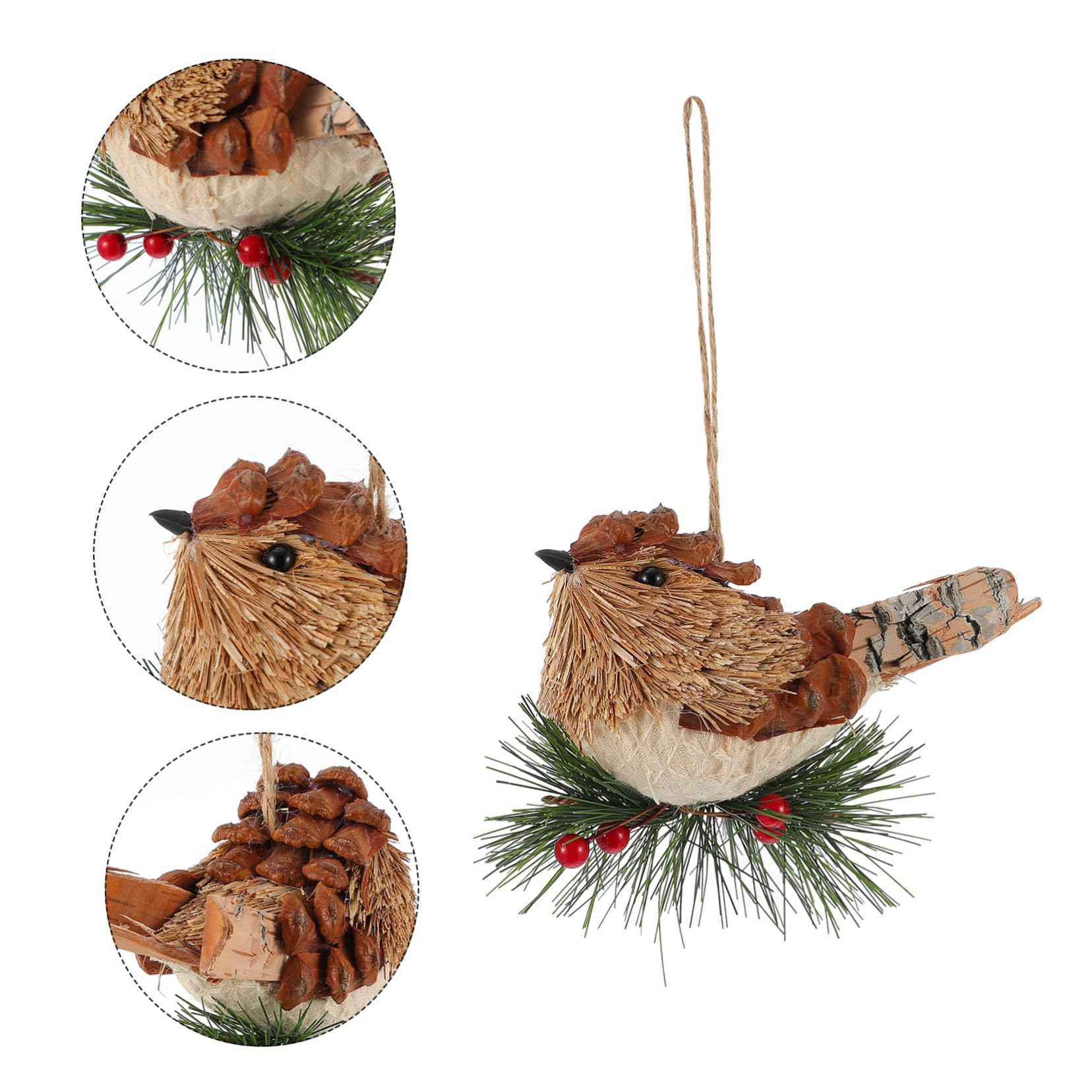 Alipis 4stücke Handgefertigter Weihnachtsbaum Dekorative Vogel-Ornamente Für Festliche Anlässe Und Partys Natürliche Wanddekoration Für Gemütliches Zuhause