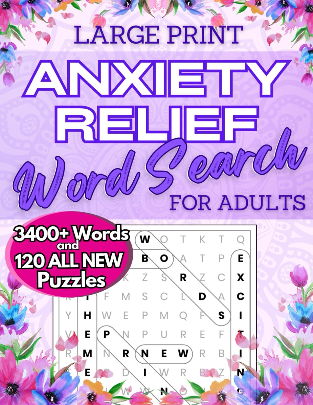 3400+ New Words Anxiety Relief Word Search for Adults LARGE PRINT 120