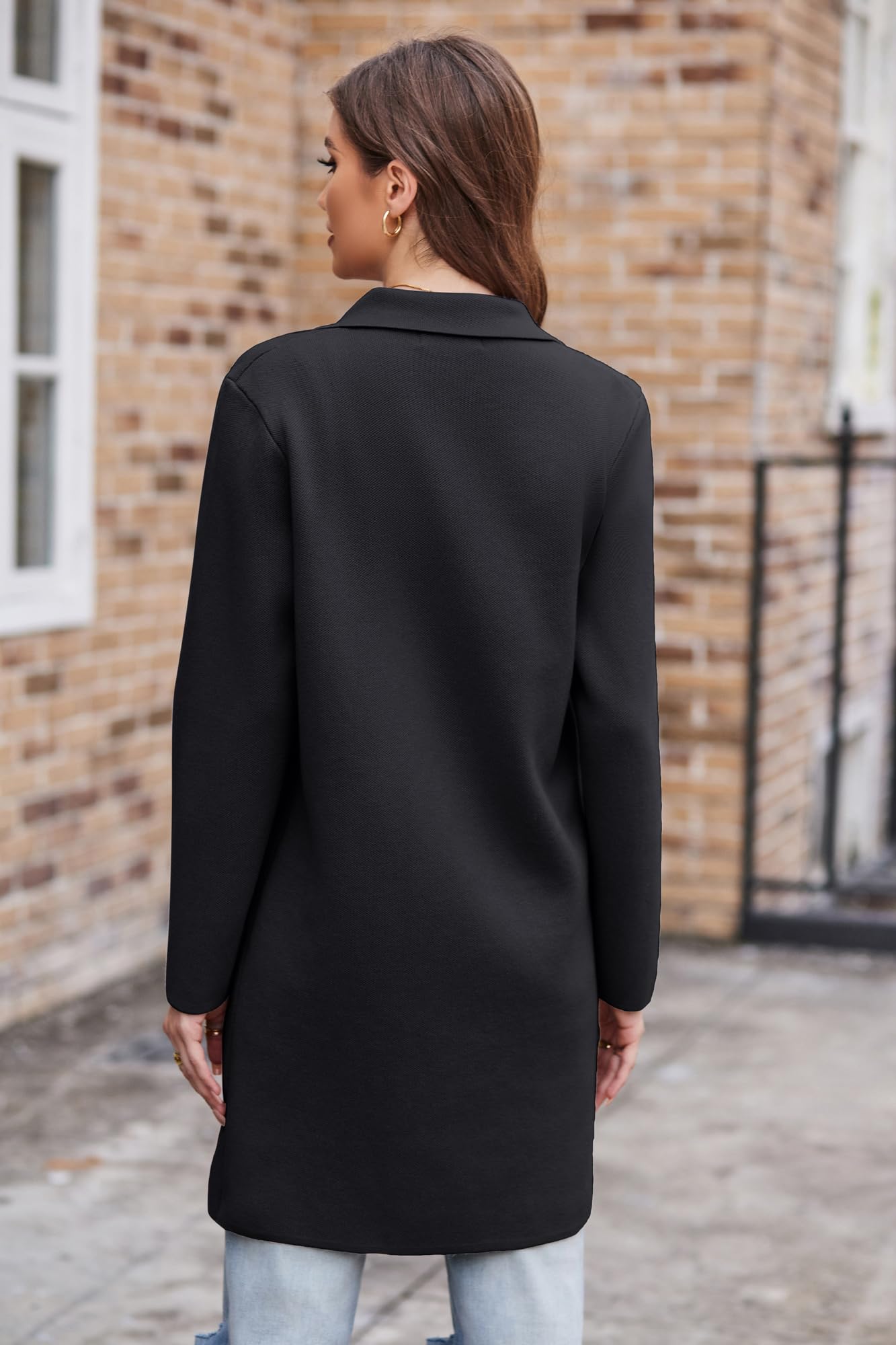 GRACE KARIN Cappotto Elegante Donna Invernale Maniche Lunghe Scollo Bavero con Tasche al Ginocchio Tinta Unita