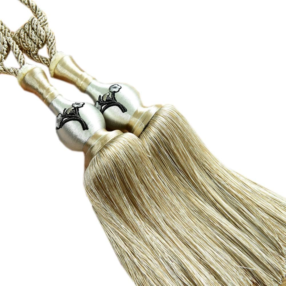 One Pair European Style Curtain Bandage Curtain Rope Tiebacks with Tassels Curtain Accessories (Light Coffee)
