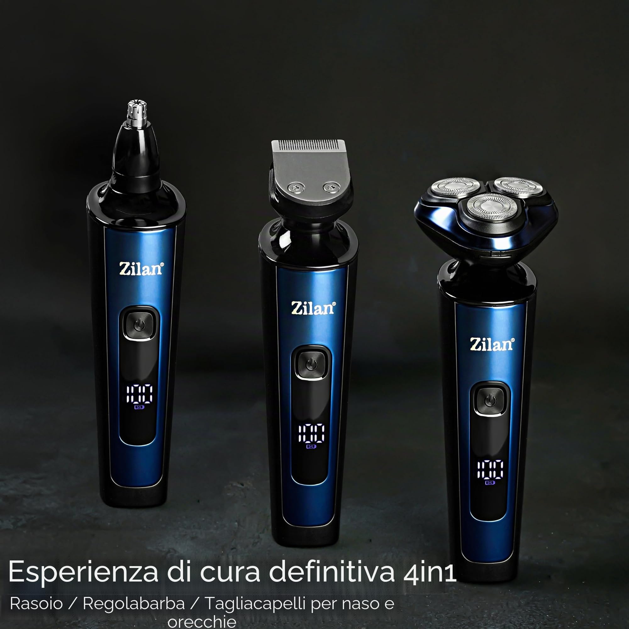 Zilan Rasoio elettrico 4 in 1 | rasoio da uomo | rasoio da barba | rasoio per peli del viso | tagliabarba | tagliacapelli da uomo | tagliacapelli da uomo | tagliacapelli da uomo