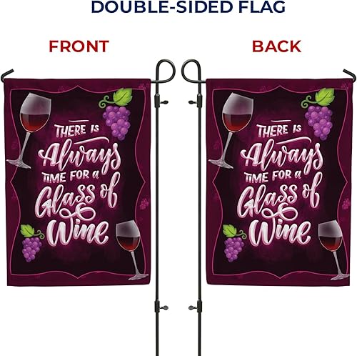 Miniatura 6 de Bandera de jardín con texto en inglés "America Forever There is Always Time for a Glass of Wine de 12.5 x 18" de doble cara de verano con uvas de