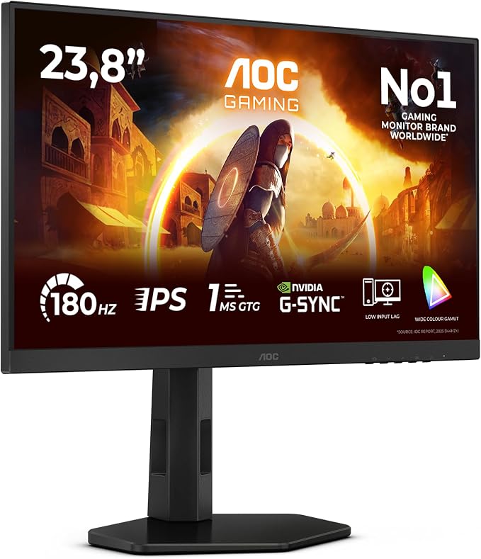 Monitor Gaming AOC 24G4X de 24 pulgadas FHD con 180Hz y Fast IPS