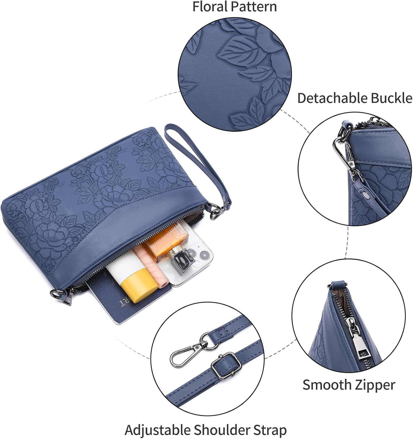 GAEKEAO Small Crossbody Bag for Women Vegan Leather Wristlet Clutch Wallet Purses Shoulder Bag with Adjustable Strap