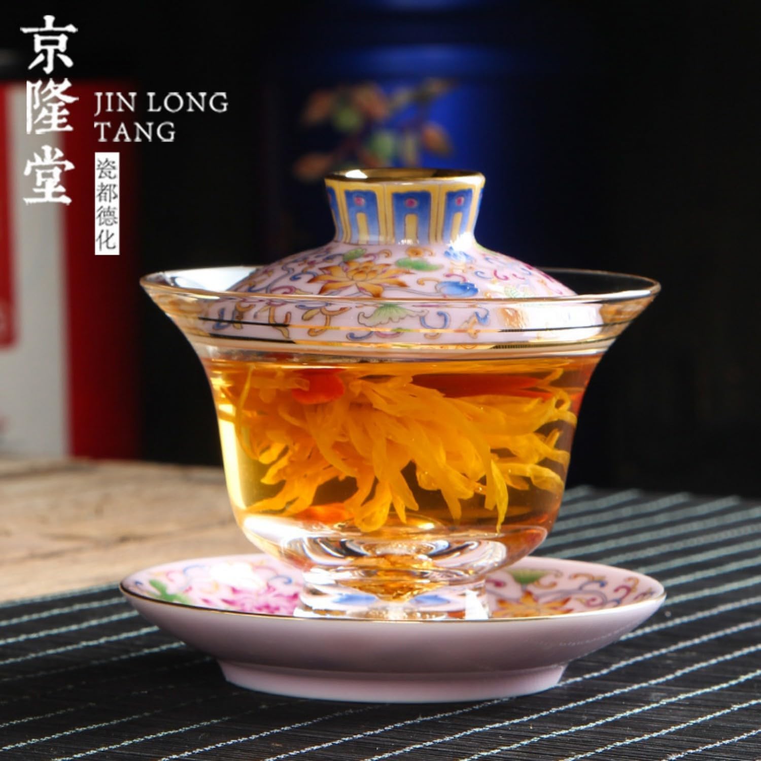 三才玻璃盖碗耐热陶瓷茶杯家用透明泡茶 Ceramic Kung Fu Tea Set,teapot,Teacups,warming Wedding Birthday Gift,Tea Tray Chinese,Dishwasher Safe 粉珐琅彩玻璃盖碗-标准