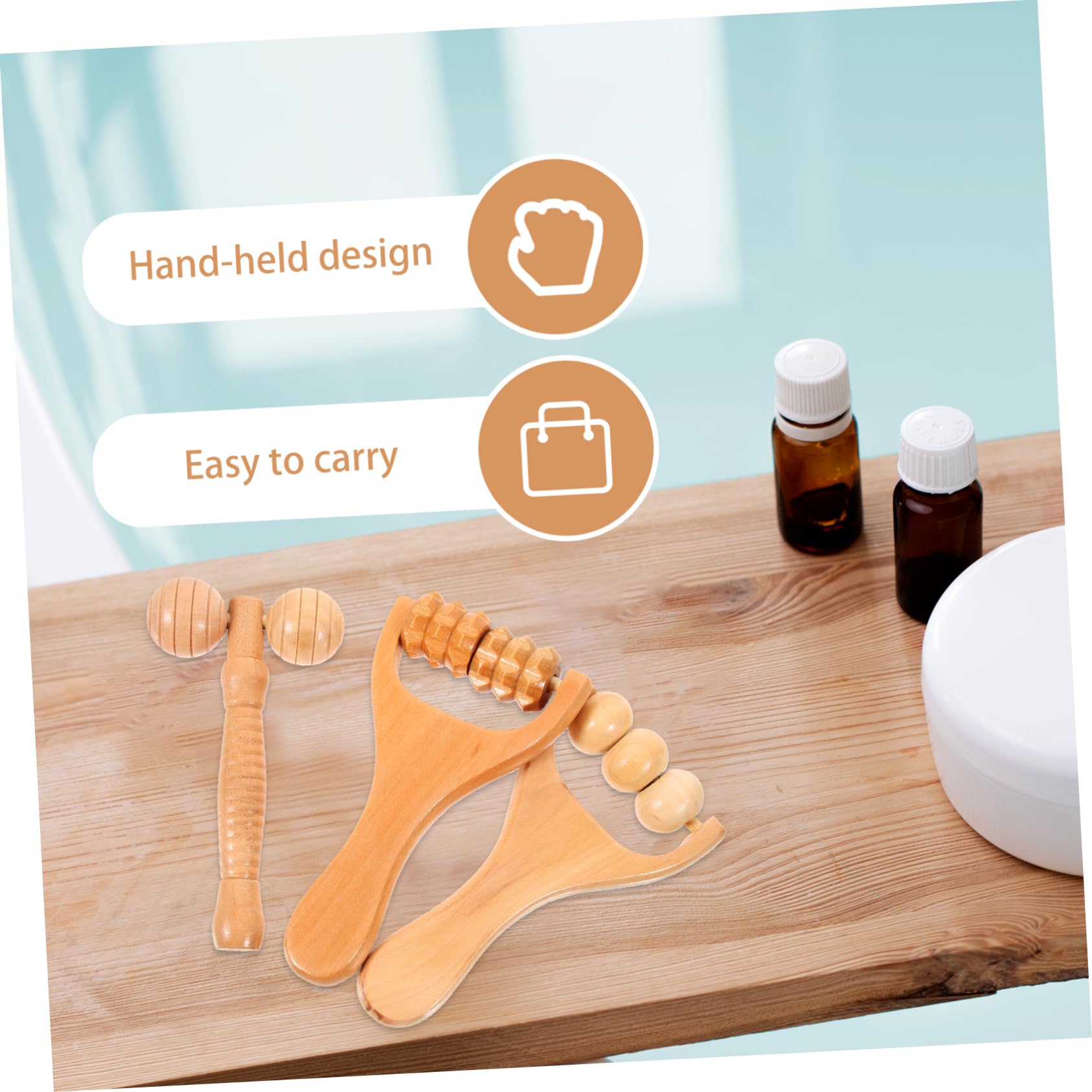 NULYLU Wooden Foot Massager Rollers 3pcs Set Acupoint Massager Tool Back Massage Roller for Home Office Travel