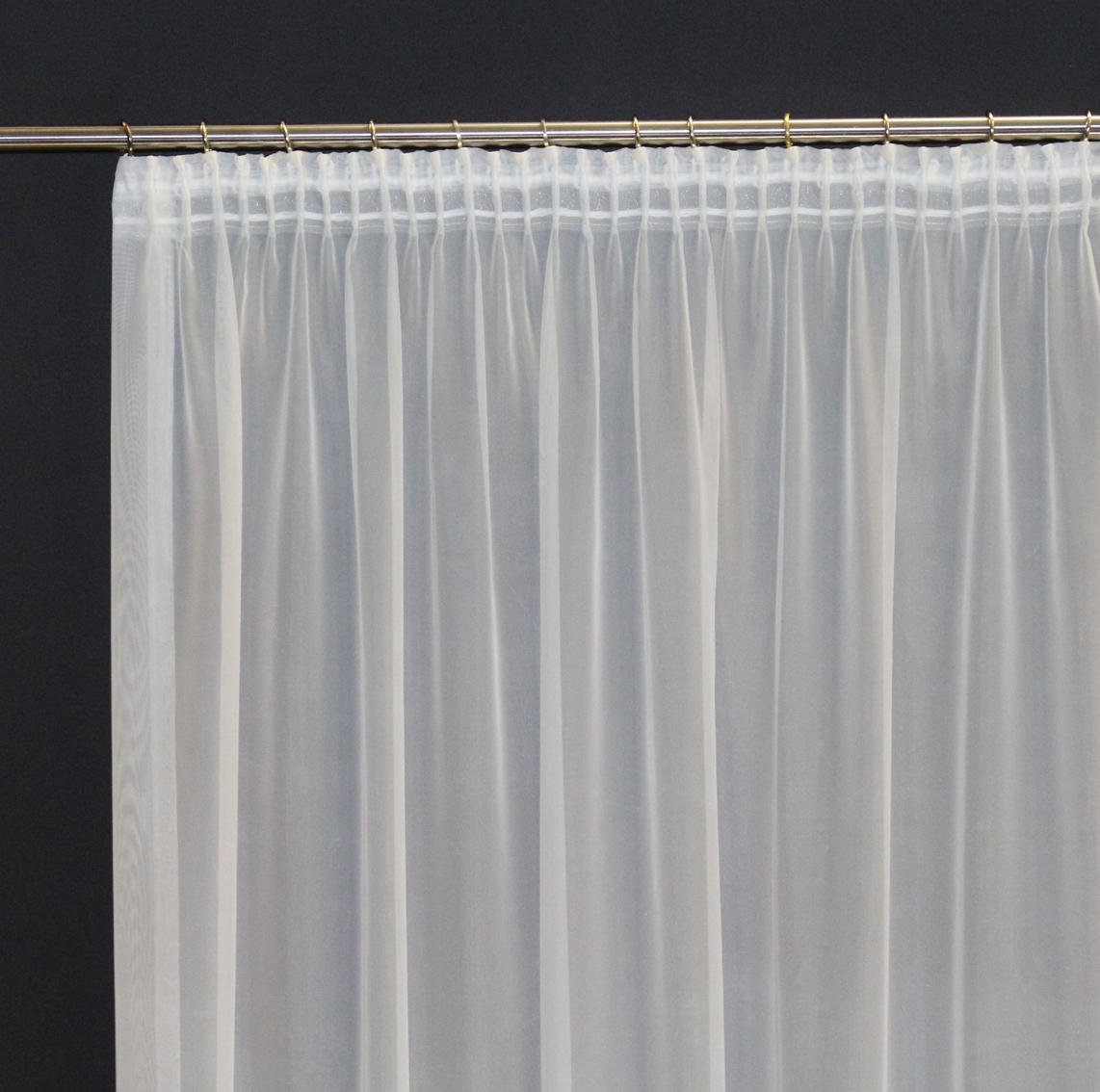 Hochwertige Fertiggardine Voile Store Deko Schal mit Faltenband Bleiband BLEISTIFTBAND 1:2,5/50 mm (größe wählbar), 140 x 450 cm (Höhe x Breite)