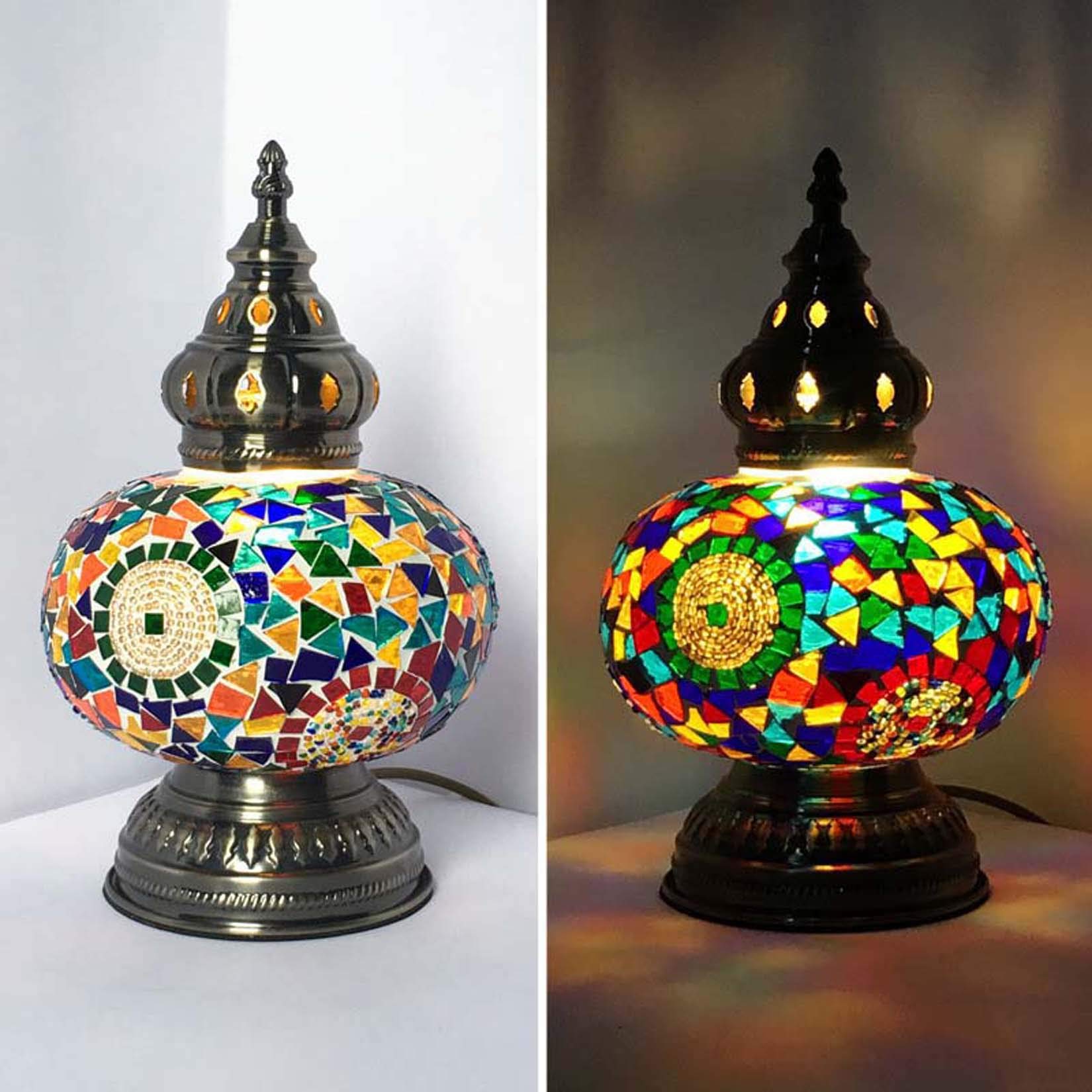 Lampada da tavolo e scrivania in vetro a mosaico, luce da comodino(B)