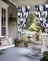 Vista 4 de Abstract Geomrtry Outdoor Curtains for Patio Waterproof Drapery,Grommet Window Curtain Drapes for Living