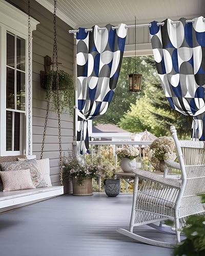Miniatura 4 de Abstract Geomrtry Outdoor Curtains for Patio Waterproof Drapery,Grommet Window Curtain Drapes for Living