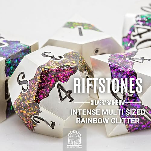 Miniatura 4 de Sage's Portal Juego de dados poliédricos de metal Riftstone DND de 7 piezas para DND TTRPG Dungeons and Dragons Pathfinder - Juego de dados de