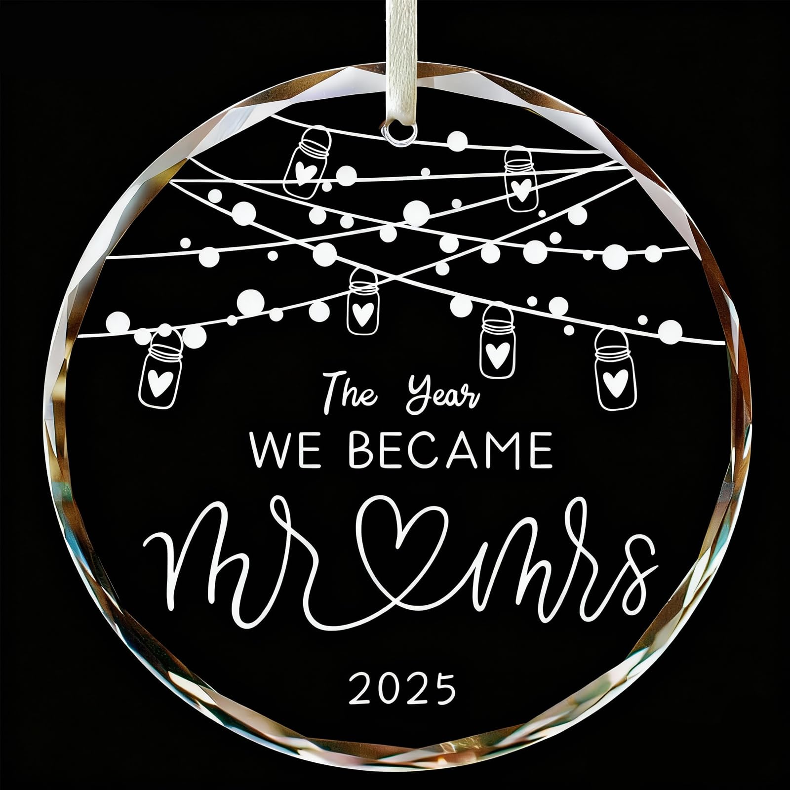 Fnsighd Clear Engagement Gifts,Crystal Glass Bauble Keepsake Congratulations Present,First Christmas Engagement Ornaments 2025,First Christmas Engaged Bauble,For Newly Engaged Couples Xmas Congratulations Gifts