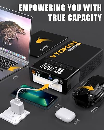 Miniatura 7 de VTOMAN Arrancador de salto X7 con compresor de aire, batería 4250A y 160PSI para arrancador de coche portátil (10L gasolina10L diesel) con inflador