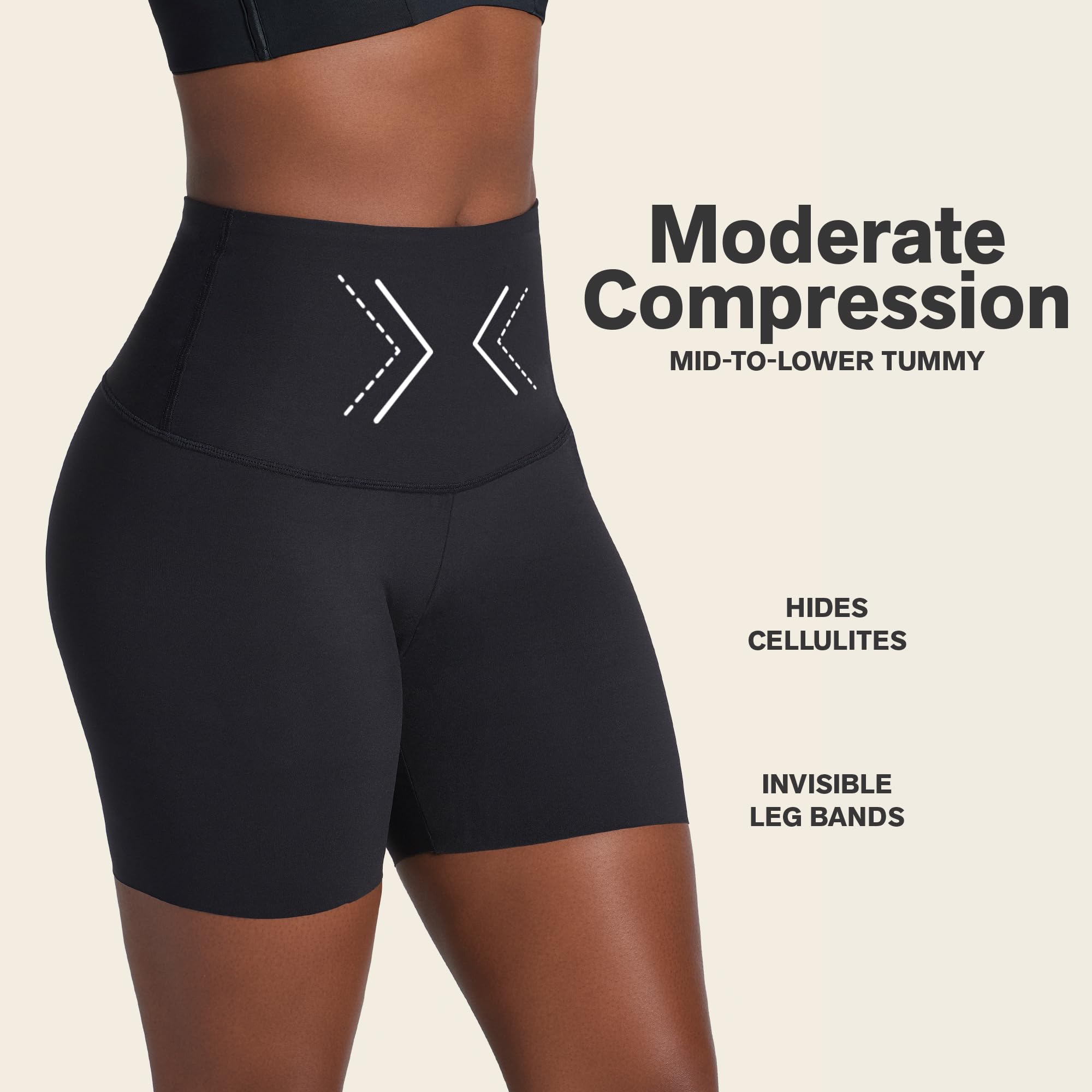 Leonisa Kurze high Waist Radlerhose/Radlershorts für Damen - Kurze Leggings