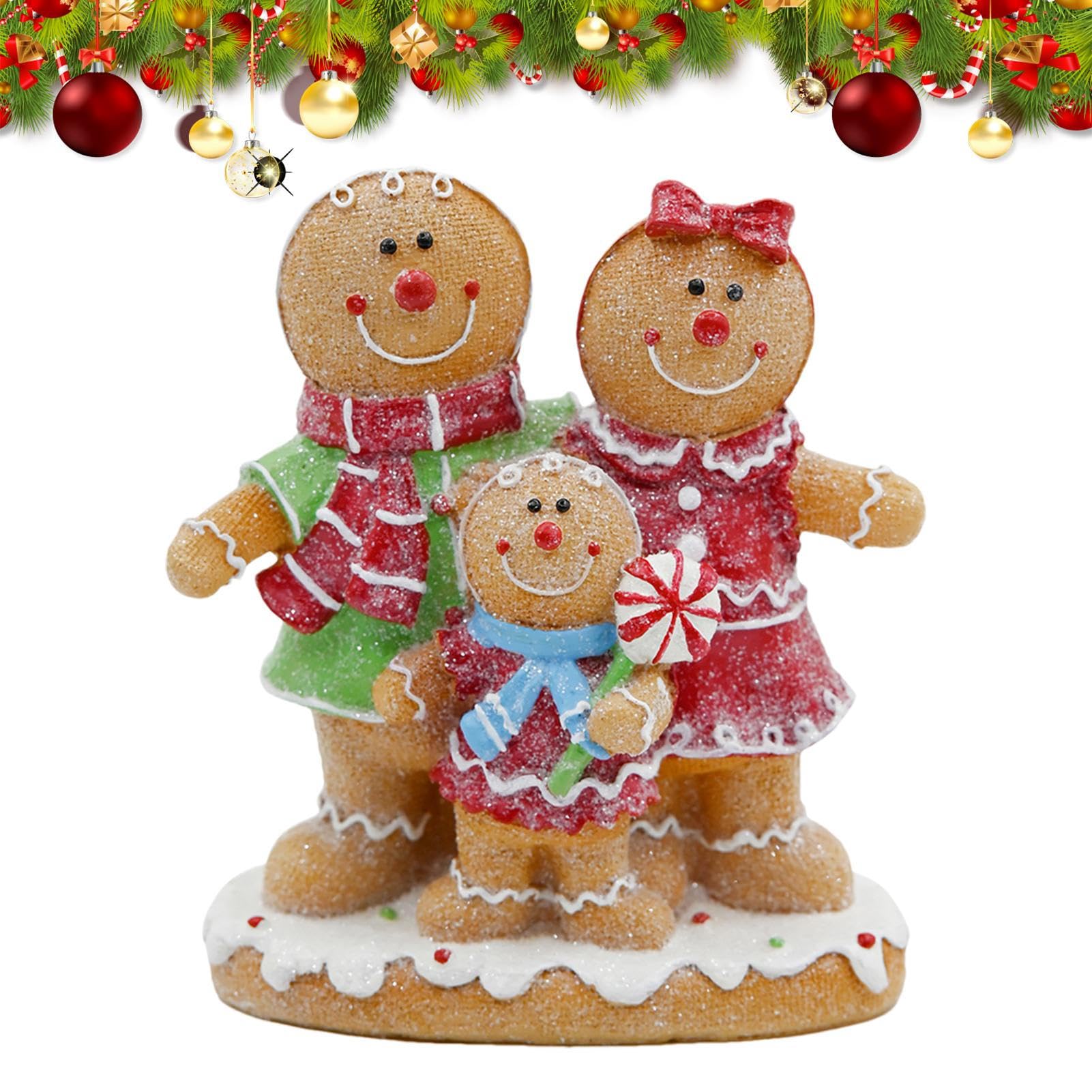 Figurines en résine de Noël et statuettes de pain d'épice pour fenêtre