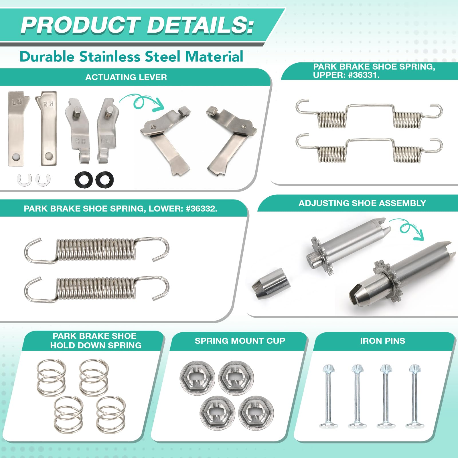Snapklik.com : PQY Stainless Rear Parking Brake Hardware Kit Park Brake ...