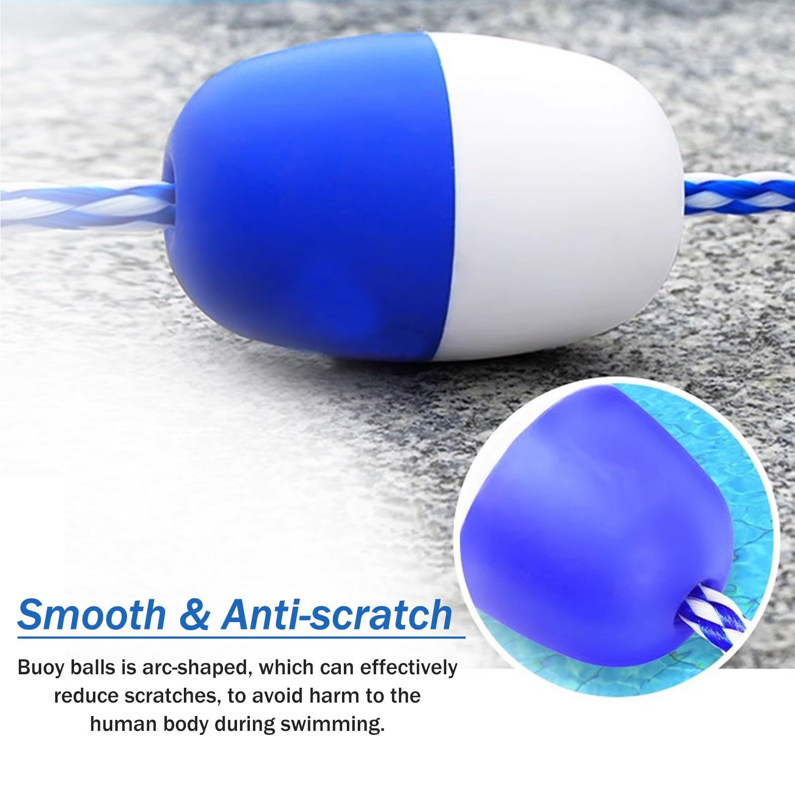Cuerda Divisoria De Seguridad para Piscinas, Línea Flotante, Kits De Cuerda Divisoria De Seguridad para Piscinas, 16 Pies, 18 Pies, 20 Pies, 22 Pies, 25 Pies, 30 Pie,Blue-white-13ft/4m Long