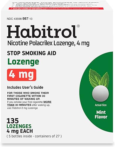 Habitrol Pastillas de nicotina - 4 mg, sabor a menta, 135 unidades - Pastilla de nicotina para reducir los antojos y ayudar a dejar de fumar