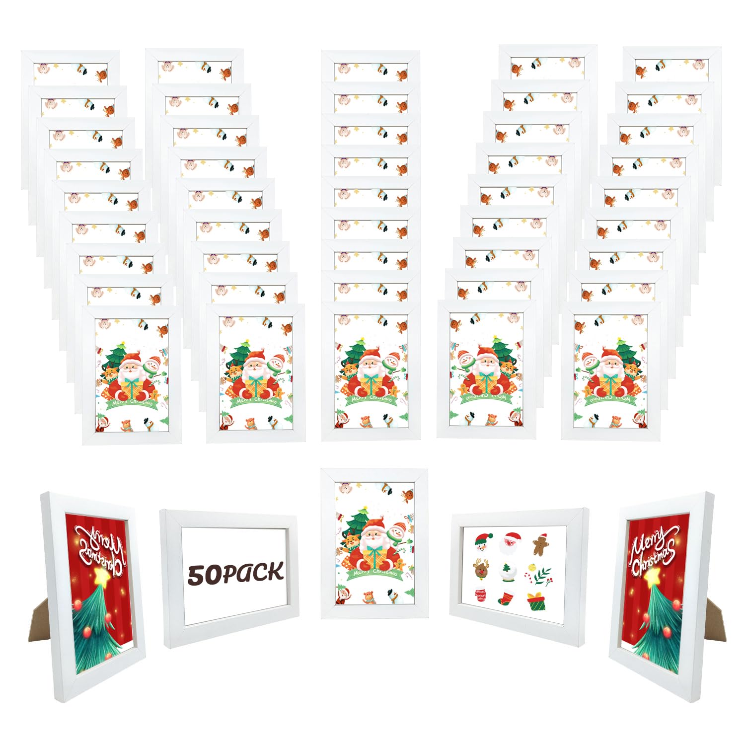 YOUKE OLA Set of 50 Picture Frame Bulk Photo Frames Wall Mounting Simple Photo Frames Multi Picture Frames for Wall or Tabletop, Fits 4"x6" White