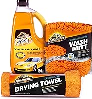 Armor All Car Wash Kit: Ultra Shine Wash & Wax Soap, Noodle Tech Mitt, Microfiber Towel - 3pc Exterior Cleaning Bundle