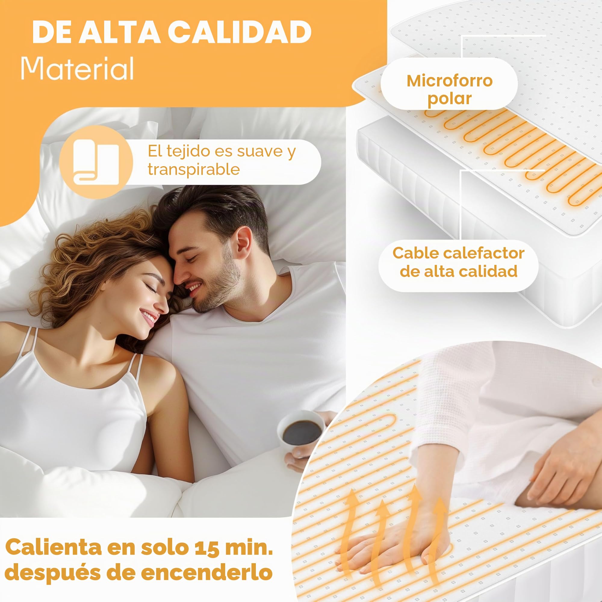 KESSER® Manta térmica doble para debajo de la cama de 160 x 140 cm con apagado automático, 2 zonas de temperatura, control remoto, manta eléctrica con 3 niveles de temperatura, base térmica para cama