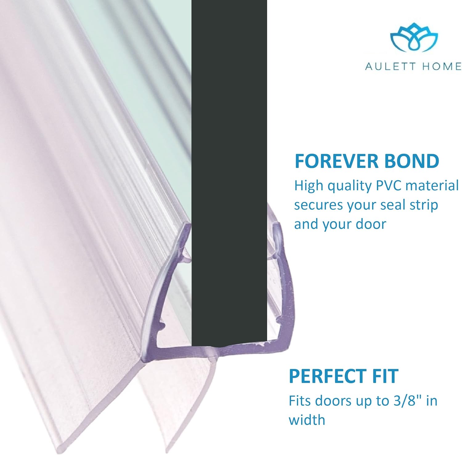 Showers Aulett Home Frameless Shower Door Bottom Seal with Drip Rail 3/