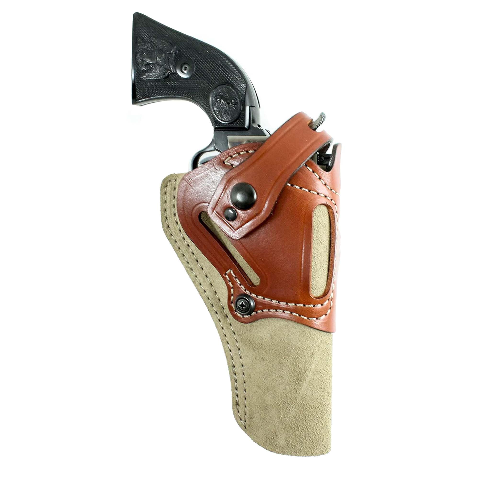 Wild Hog Leather Revolver Holster - OWB Gun Holster, Top Grain Steer Hide, Fits Standard 1911 Models 5", from Colt, S&W, Sig Sauer, Ruger, Kimber, Springfield, and Others - Ambidextrous, Tan