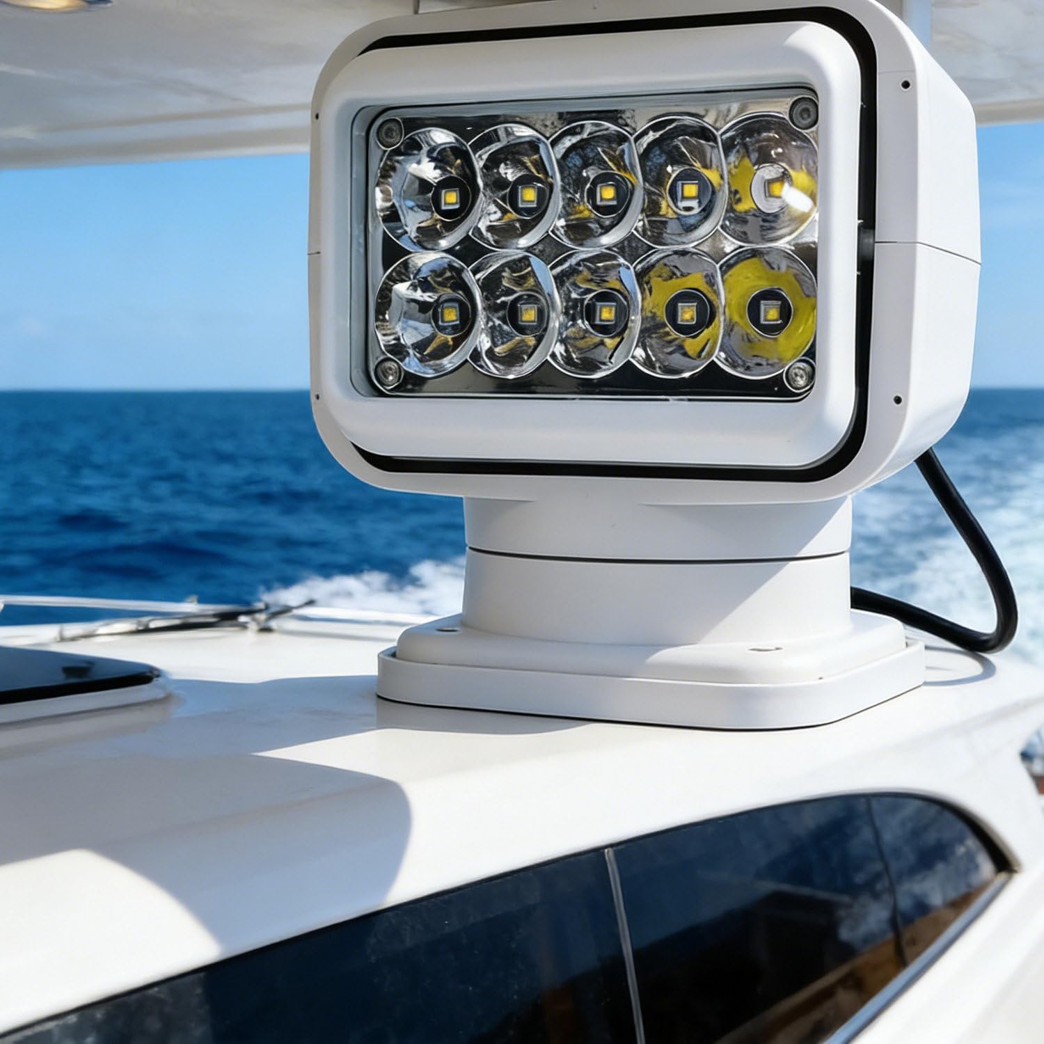 Remote LED Spot Light for Truck, 5000lm Super Bright Searchlight with Magnetic Base, Waterproof ABS Housing for Boat SUV ATV Off-road Hunting Black