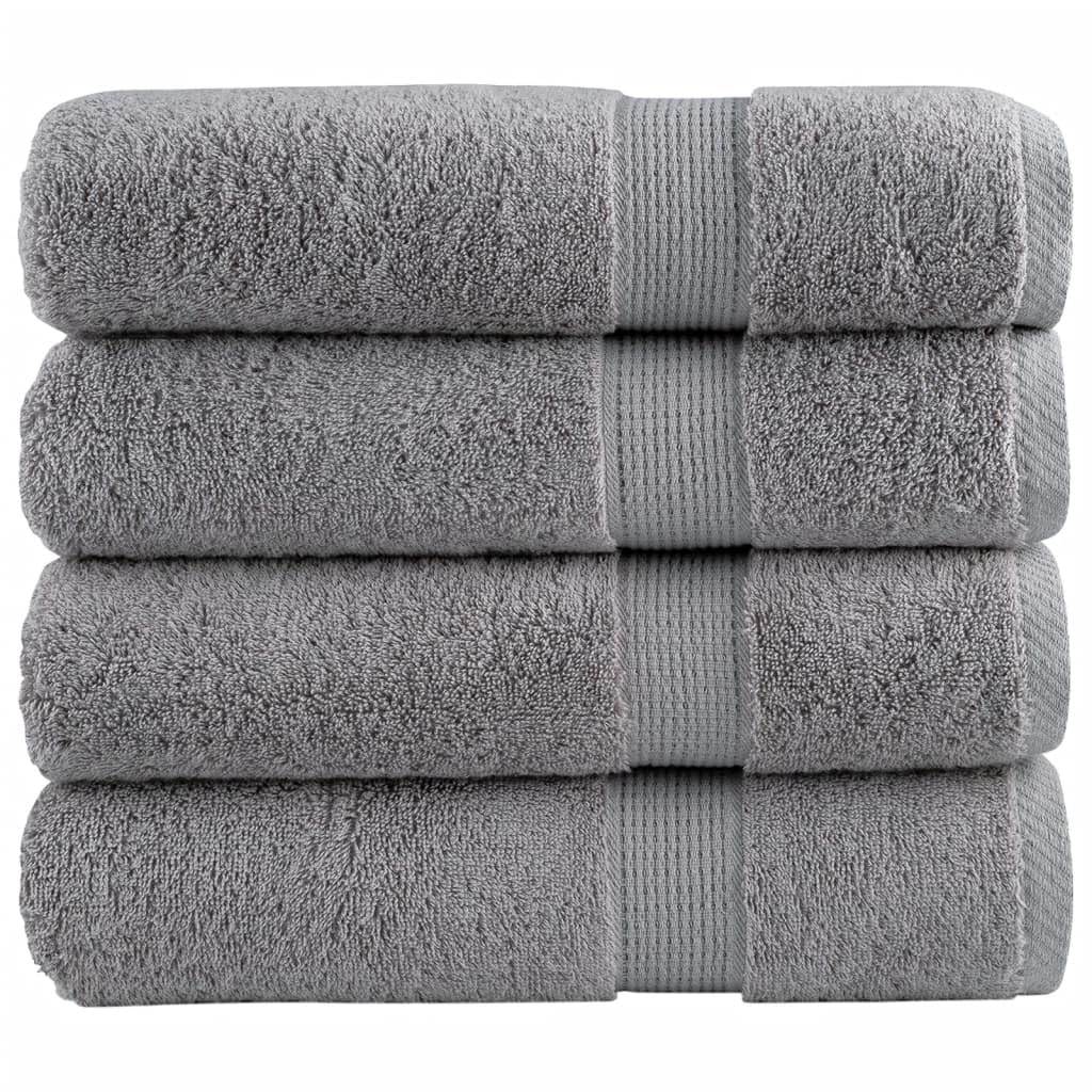 Set di asciugamani da bagno Premium SOLUND 4 pezzi, grigio, 100 x 150 cm, 600 g/m², per bagno