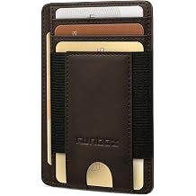 RUNBOX Slim Minimalist Wallet 8-12 Cards Front Pocket RFID Blocking Leather Small Thin Card Holder Wallets for Men and Women Gifts for Him