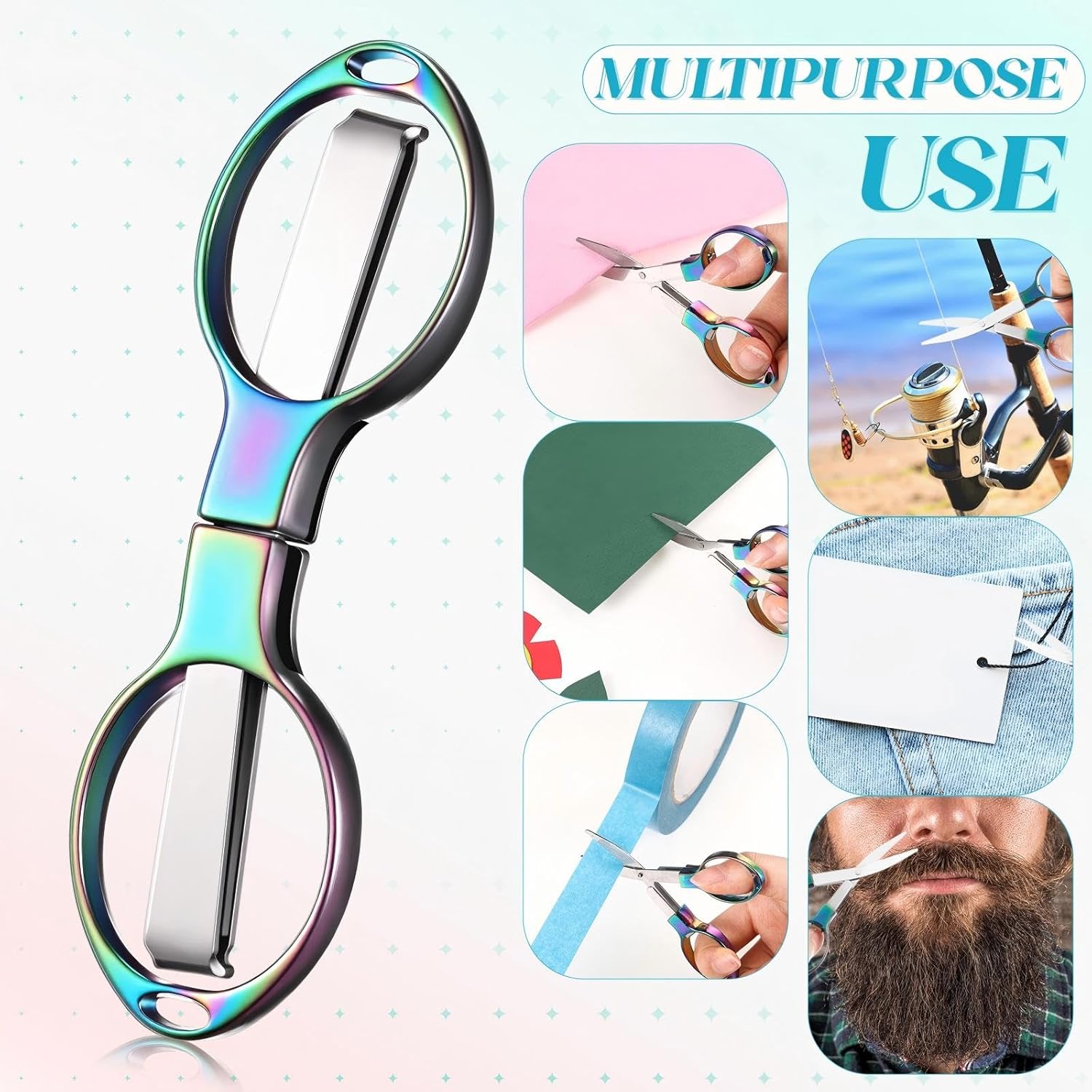 36 Pcs Folding Stainless Steel Scissors with Keychains Portable Mini Badge Safety Scissors for Nurse, Travel, Office, Sewing, Craft, Outdoor, Home (Colorful)